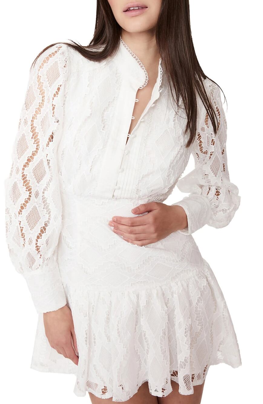Bardot Remy NWT Lace Long Sleeve Mini Dress Womes 4 White Chic Whimsy
